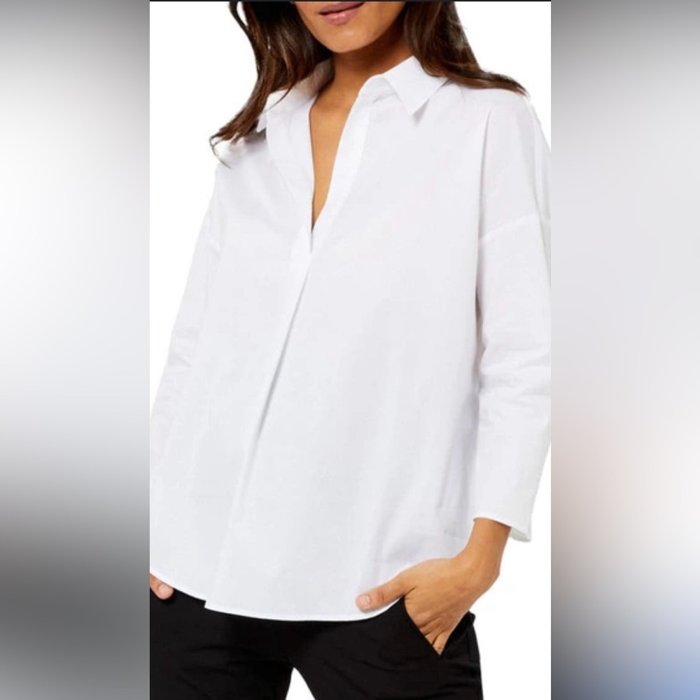 White maternity Pietro Brunelli poplin shirt 3/4 sleeves